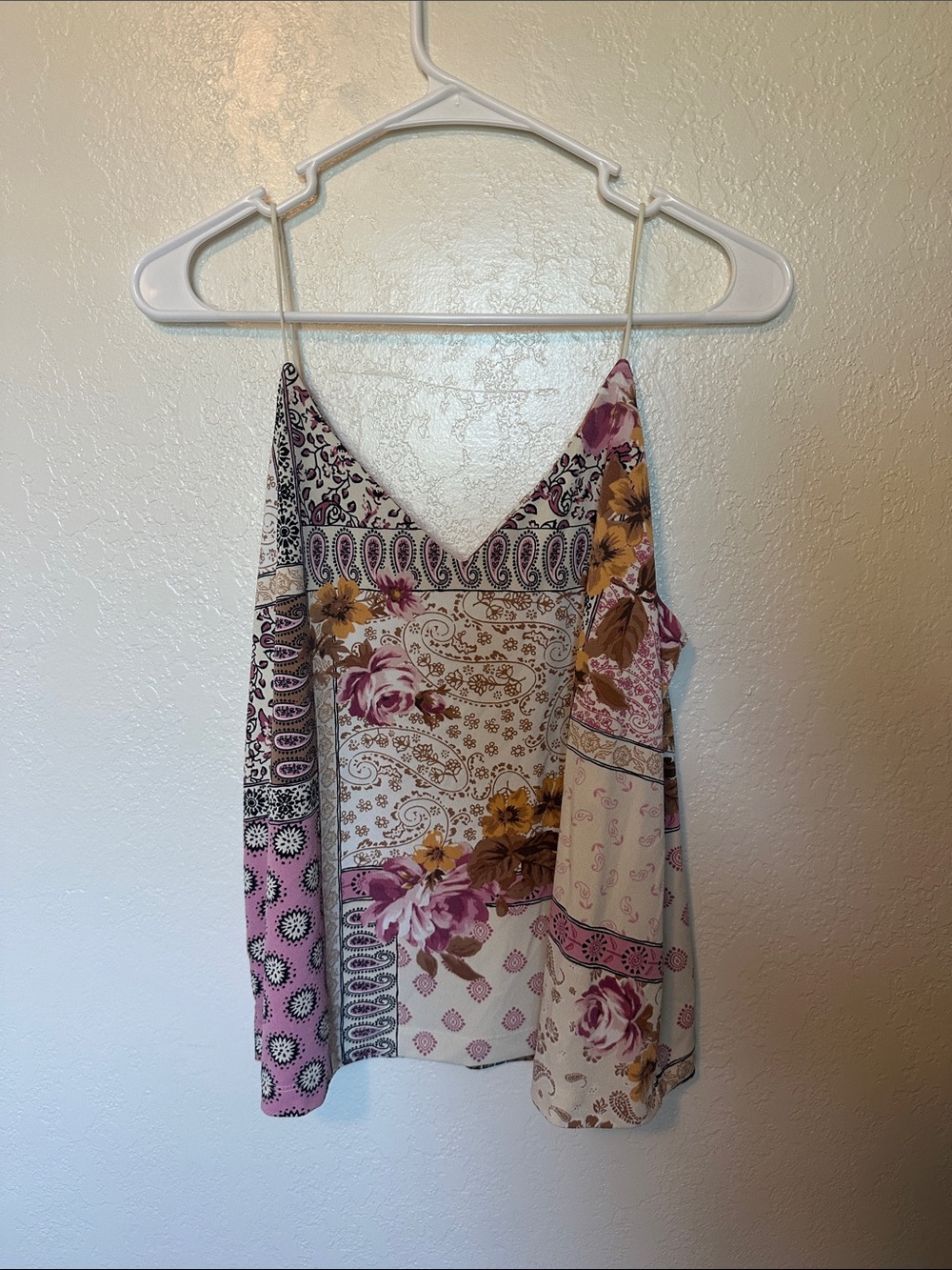 Maurices Floral Patchwork V-Neck Camisole - Pink, Cream, Purple, Mustard